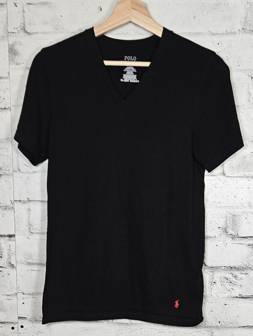Polo Ralph Lauren Classic Fit Black V Neck Cotton T Shirt Small